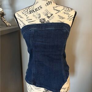 American Eagle Outfitters Dark Blue Denim Strapless Top
